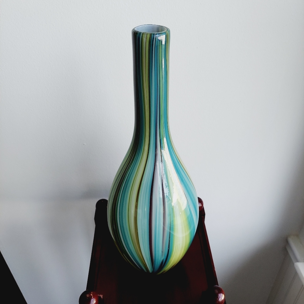 Murano Missoni Style Art Glass Vase 15.5 Inches
